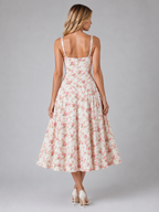 Floral Corset Sweetheart Midi Dress