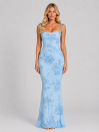 Embroidered Tie Strap Maxi Dress