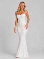 Embroidered Tie Strap Maxi Dress