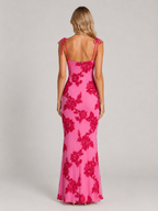 Embroidered Tie Strap Maxi Dress