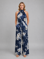 Floral Halter Wide Leg Jumpsuit