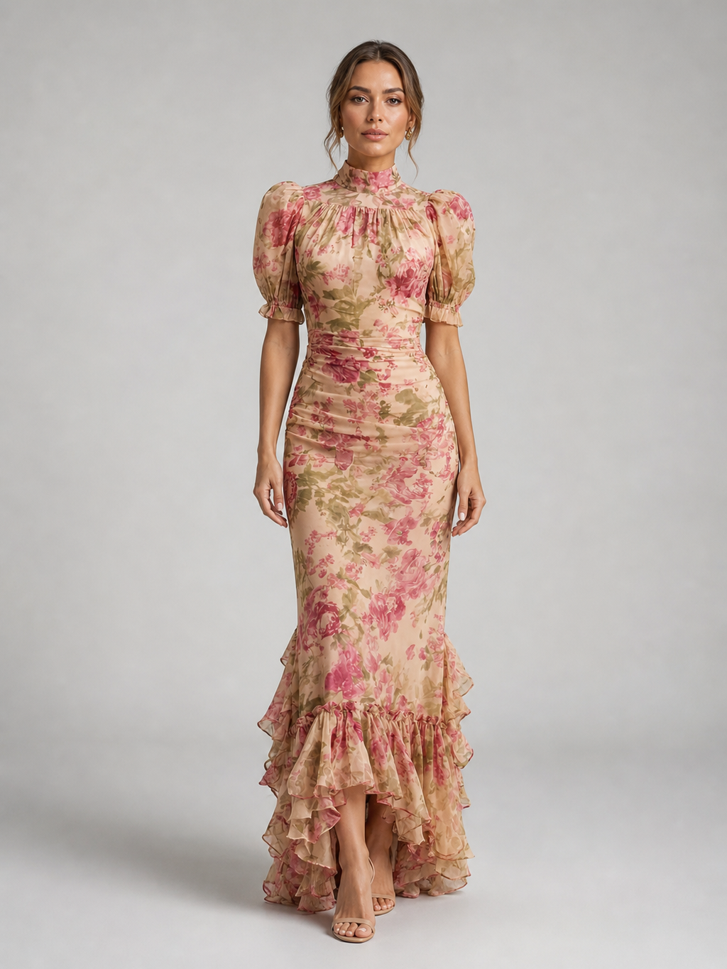 Women's Floral Ruffle Maxi Dress