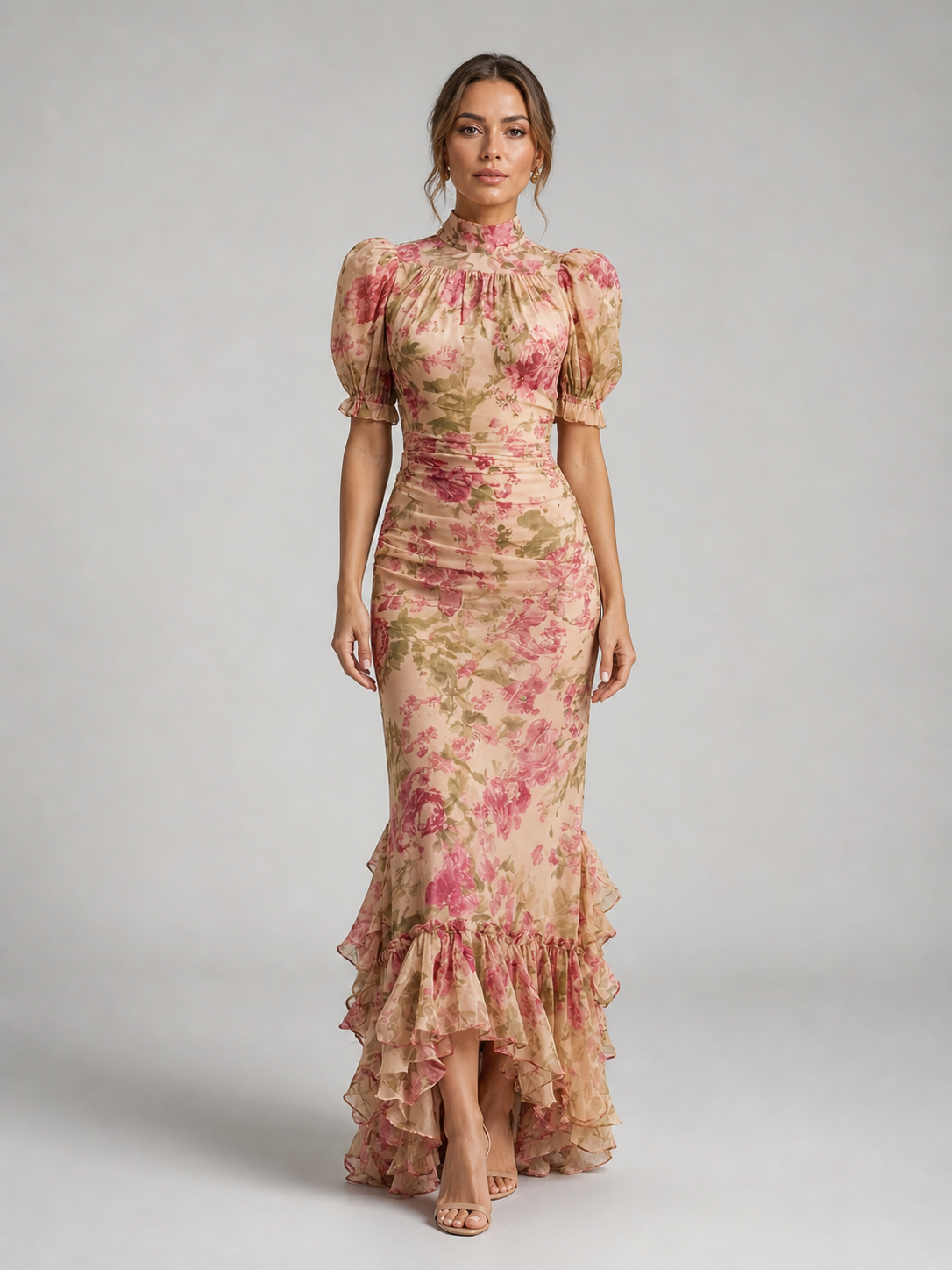 Women's Floral Ruffle Maxi Dress