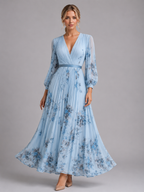 Pleated Floral Maxi Dress