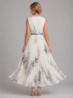 Pleated Floral Maxi Dress