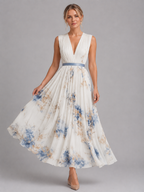 Pleated Floral Maxi Dress