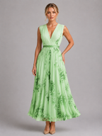 Pleated Floral Maxi Dress