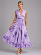 Pleated Floral Maxi Dress
