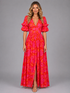 Floral Puff Sleeve Maxi Dress