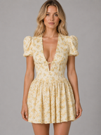 Floral Puff Sleeve Mini Dress