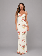 Floral Satin Maxi Dress