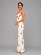 Floral Satin Maxi Dress