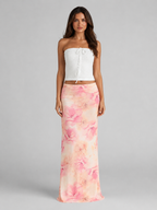 Floral Satin Maxi Skirt
