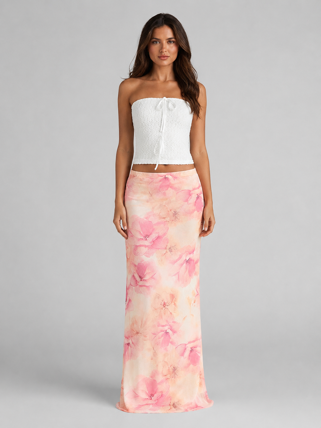 Women's Floral Satin Maxi Skirt