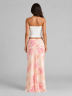 Floral Satin Maxi Skirt