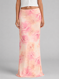 Women's Floral Satin Maxi Skirt