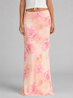 Floral Satin Maxi Skirt