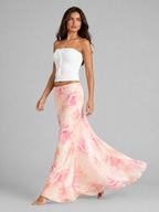 Floral Satin Maxi Skirt