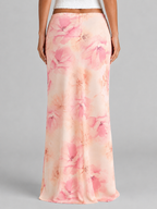 Floral Satin Maxi Skirt