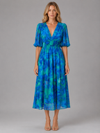 Floral V-Neck Midi Dress