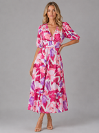 Floral V-Neck Midi Dress