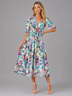 Floral V-Neck Midi Dress