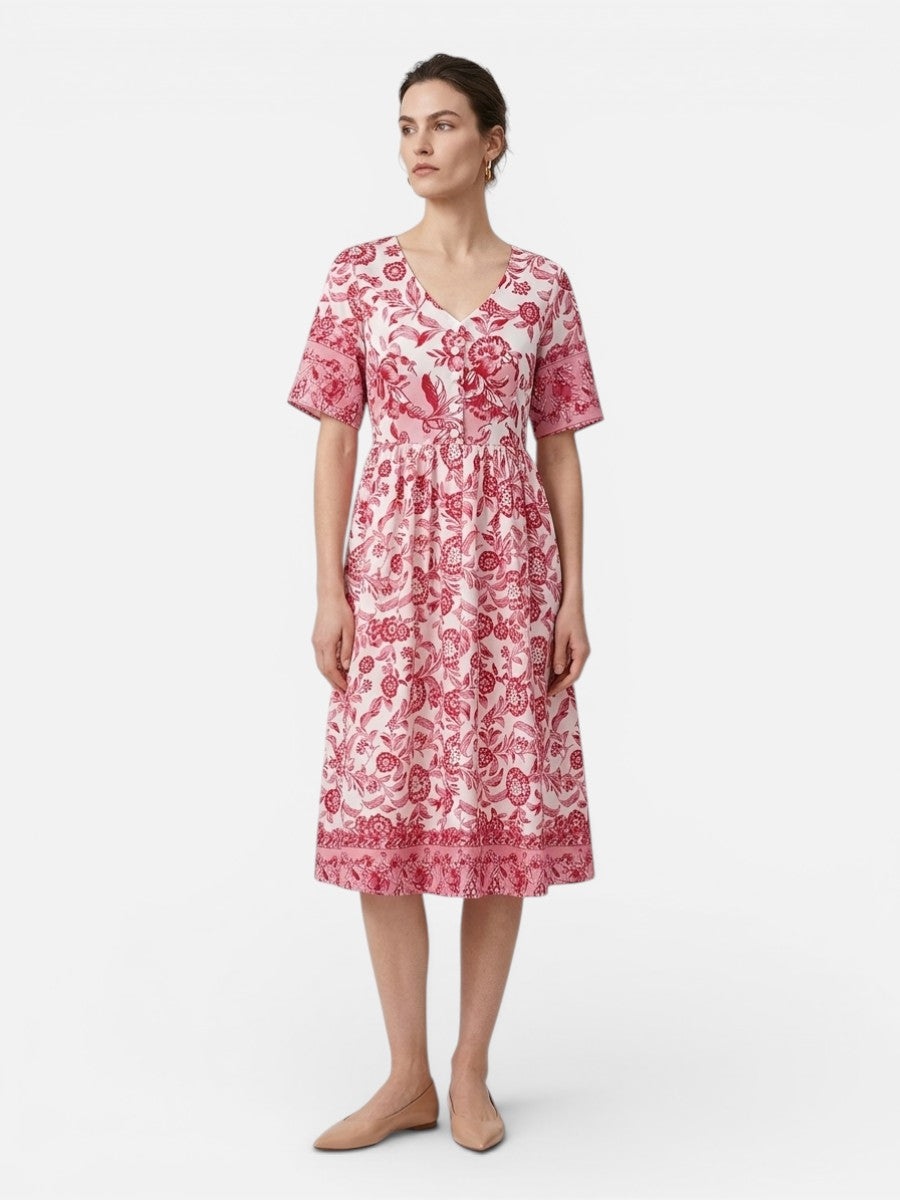 Women's Floral V-Neck Midi Dress