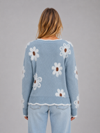 Floral V-Neck Jumper – Soft Knit Casual Pullover