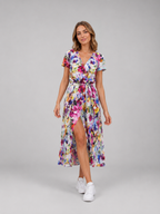 Floral Wrap Midi Dresse