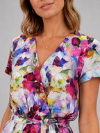 Floral Wrap Midi Dresse