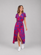 Floral Wrap Midi Dresse