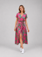 Floral Wrap Midi Dresse