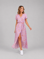 Floral Wrap Midi Dresse