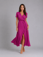 Floral Wrap Tie Waist Midi Dress