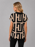 Geometric V-Neck Blouse
