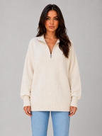 Half Zip Cable Knit Jumper – Chunky Winter Sweater