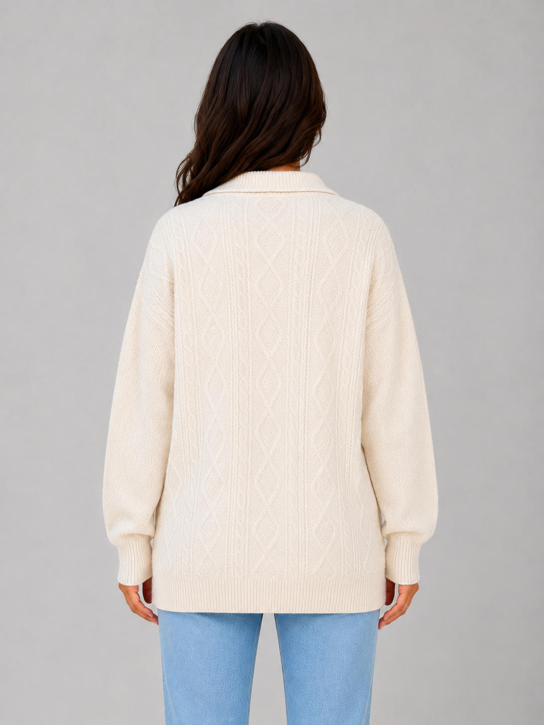 Half Zip Cable Knit Jumper – Chunky Winter Sweater