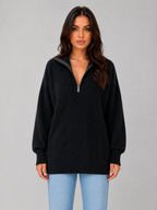 Half Zip Cable Knit Jumper – Chunky Winter Sweater