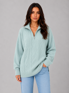 Half Zip Cable Knit Jumper – Chunky Winter Sweater
