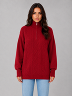 Half Zip Cable Knit Jumper – Chunky Winter Sweater
