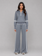 Half Zip Lounge Set – Relaxed Two-Piece Wide Leg Tracksuit