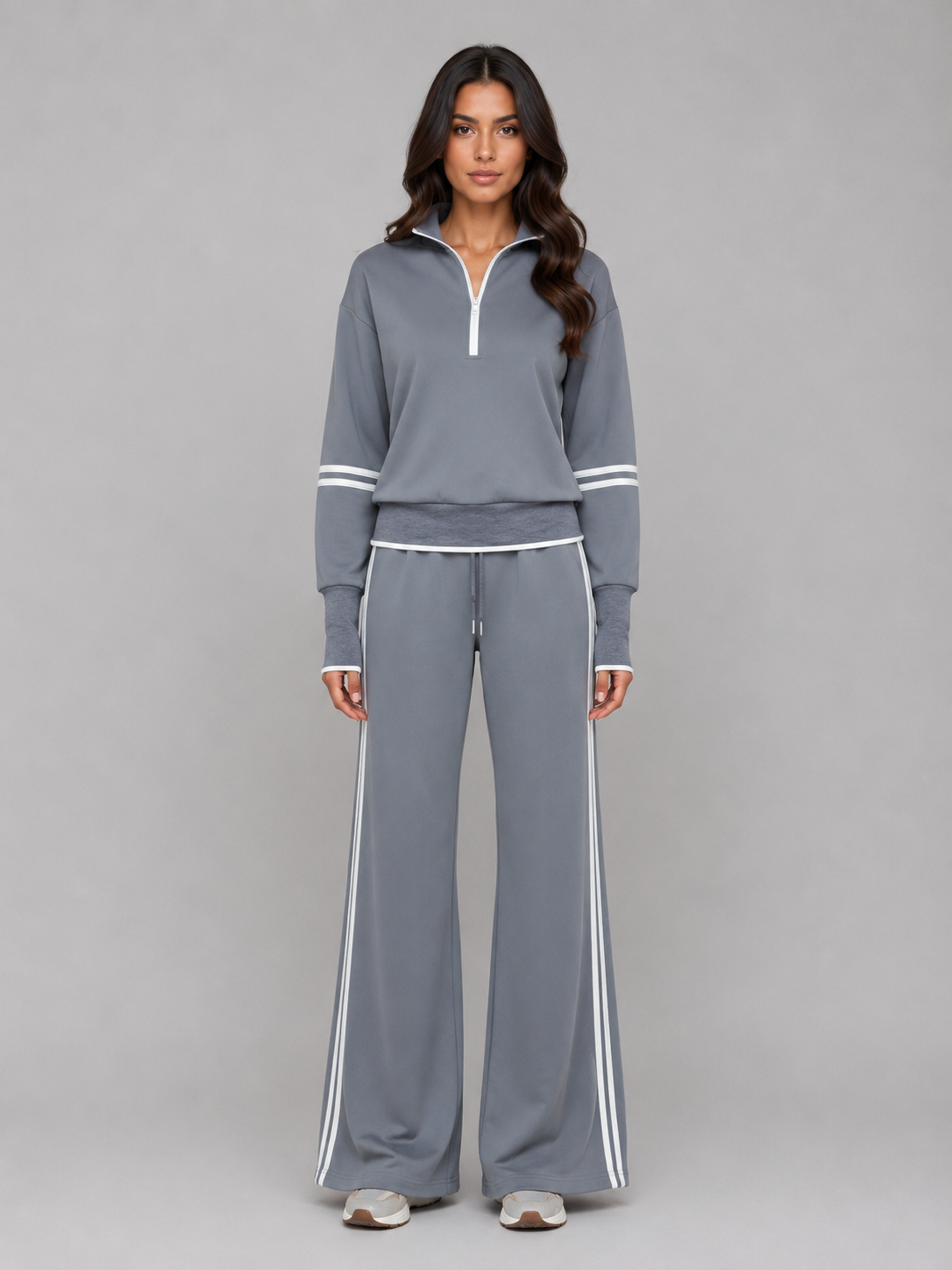 Half Zip Lounge Set – Relaxed Two-Piece Wide Leg Tracksuit