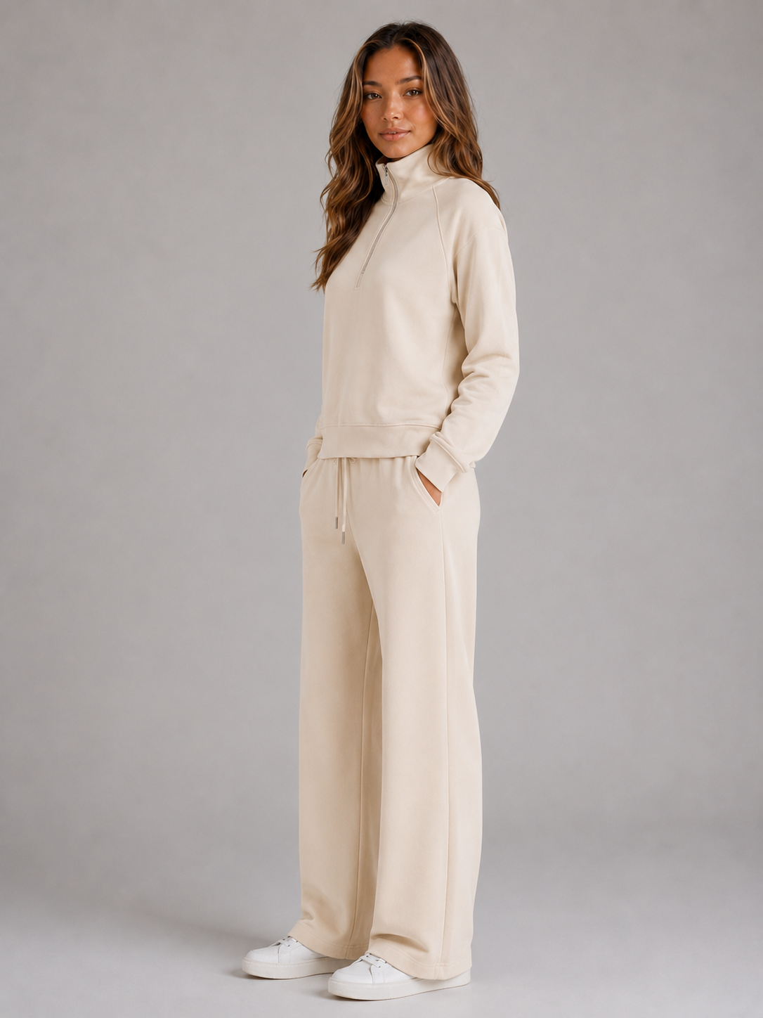 Half Zip Lounge Set – Relaxed Two Piece Co-Ord