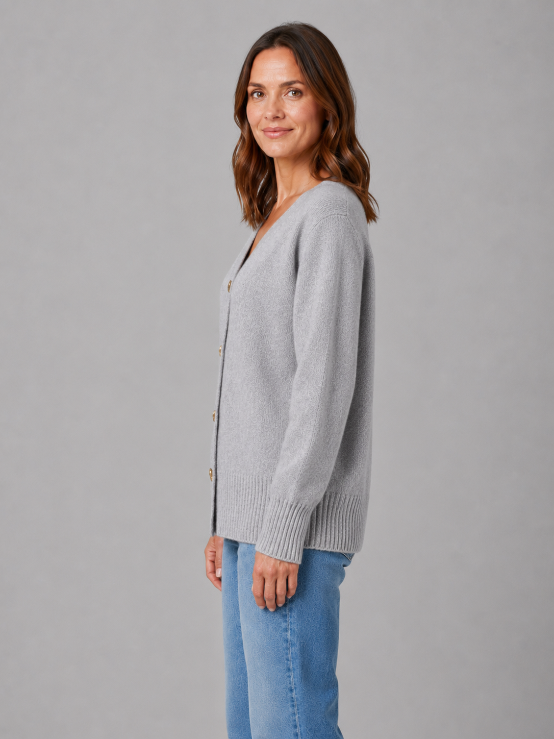 Heart Button Cardigan – Soft Knit V-Neck Button-Up Style