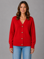 Heart Button Cardigan – Soft Knit V-Neck Button-Up Style