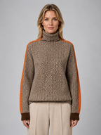 Herringbone Turtleneck Jumper – Soft Knit High Neck Sweater