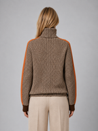 Herringbone Turtleneck Jumper – Soft Knit High Neck Sweater