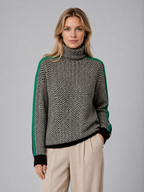 Herringbone Turtleneck Jumper – Soft Knit High Neck Sweater