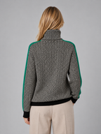 Herringbone Turtleneck Jumper – Soft Knit High Neck Sweater