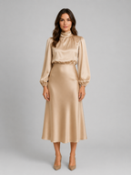 Satin High Neck Midi Dress